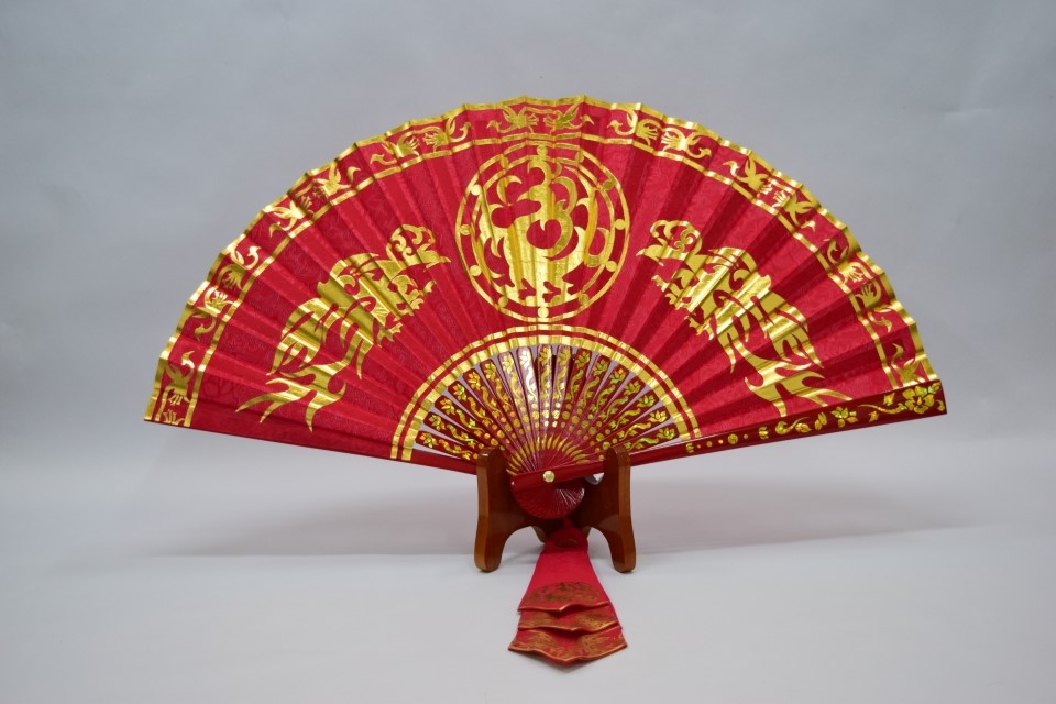 꽃가라 삼족오 부채 6색
