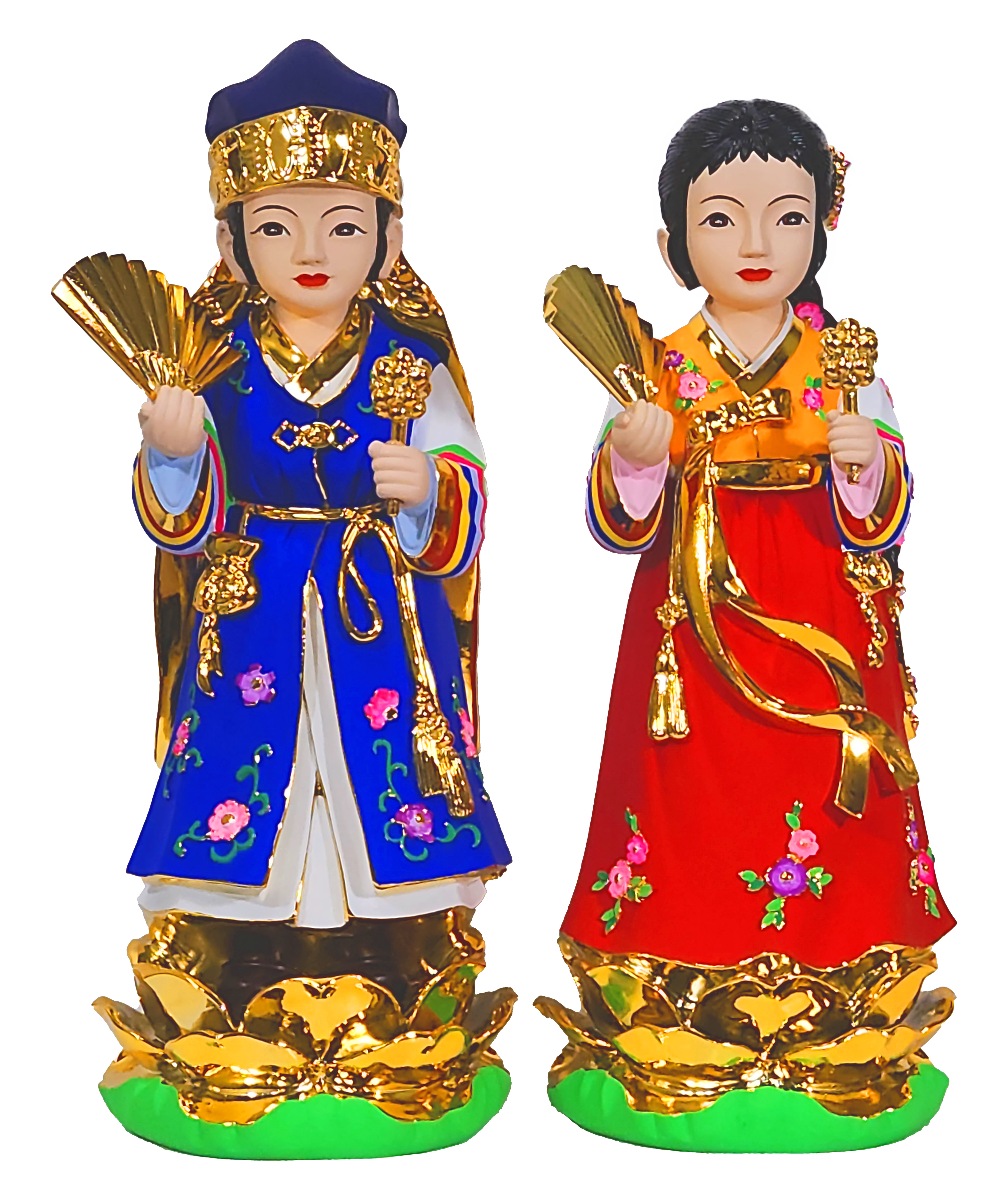 2자 부채 동자 세트